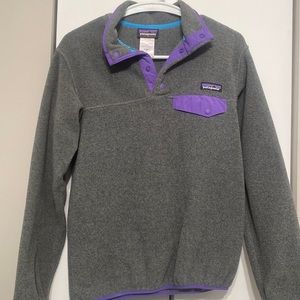 Gray and purple Patagonia fleece